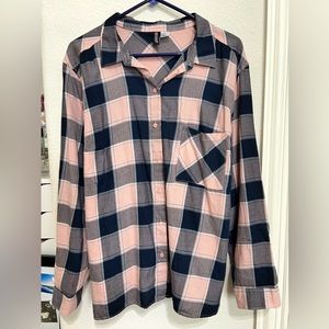 HM Navy & Pink Plaid Shirt